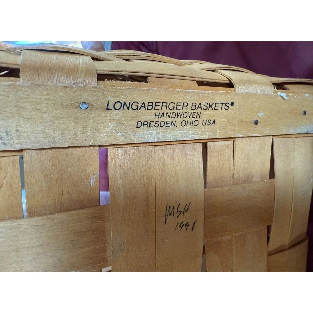 Longaberger 1998  Basket Large Round‎ Basket  Signed 12x10  Liner Grandma Core